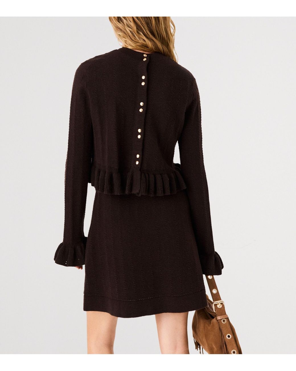 Maje Black Cable-Knit Mini Dress