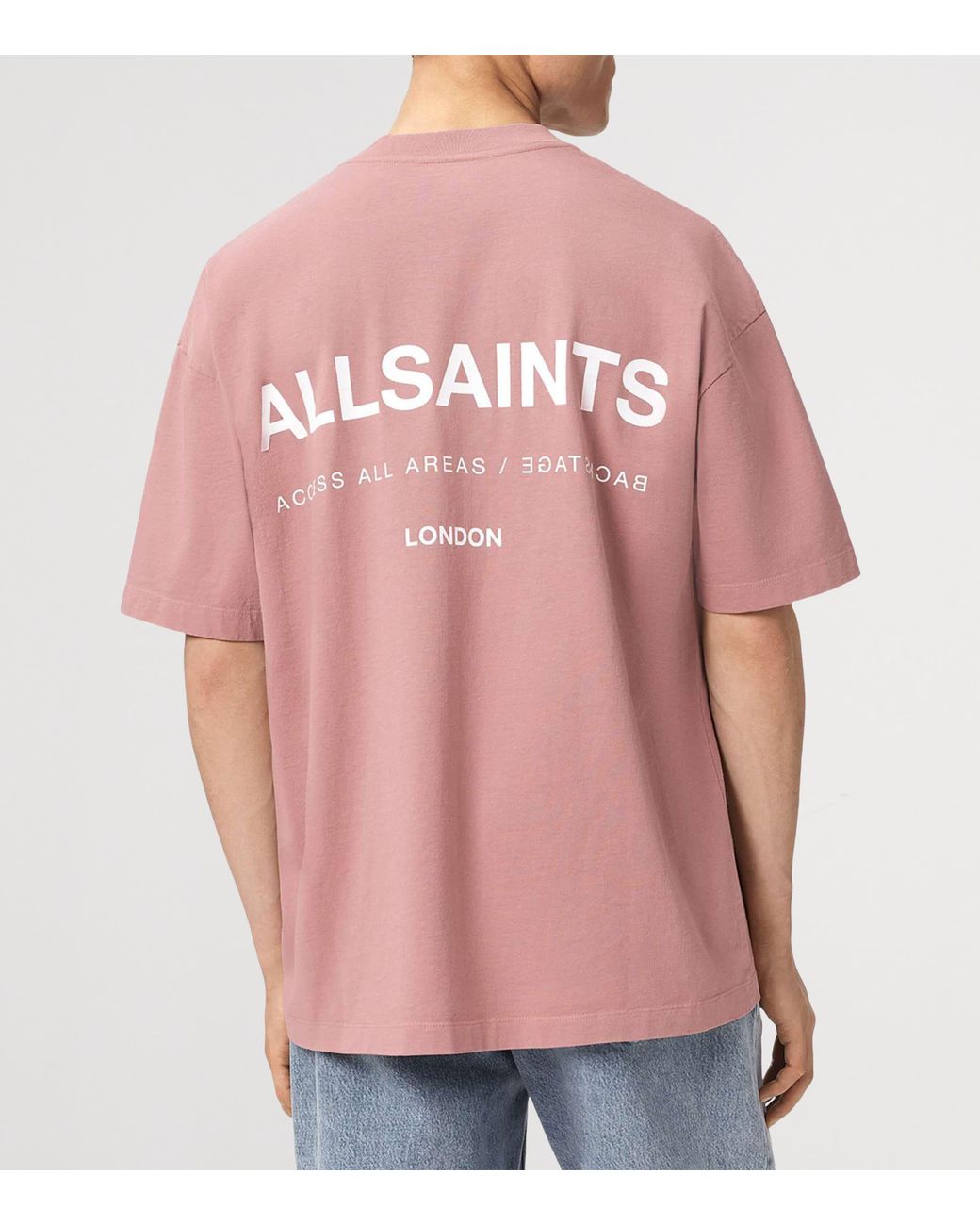 AllSaints Pink Cotton Backstage T-Shirt for men