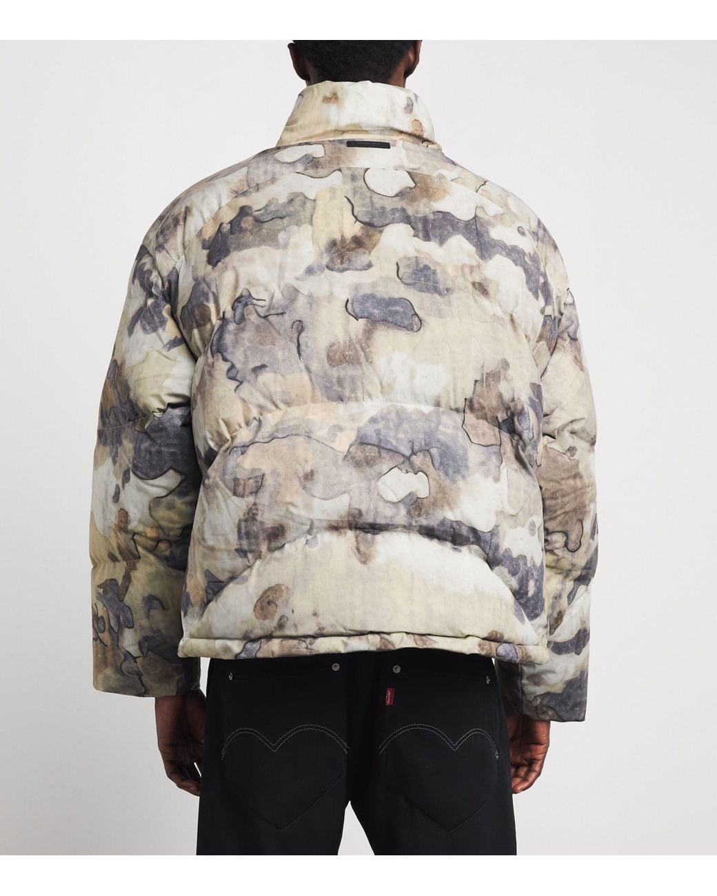 Represent Gray Down Camo Riot Puffer Jacket for men
