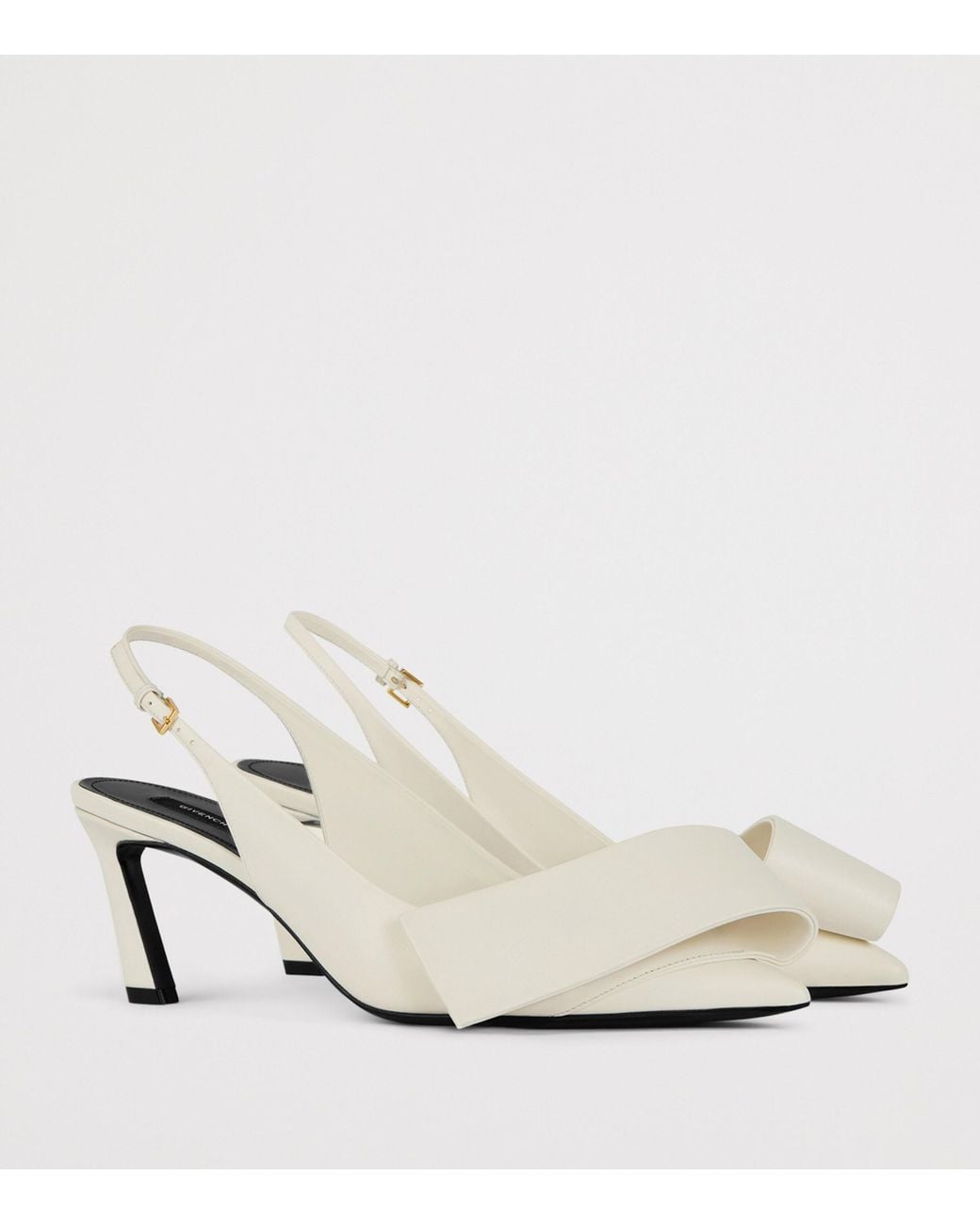 Givenchy White Leather Twisted Ribbon Slingback Heels 65