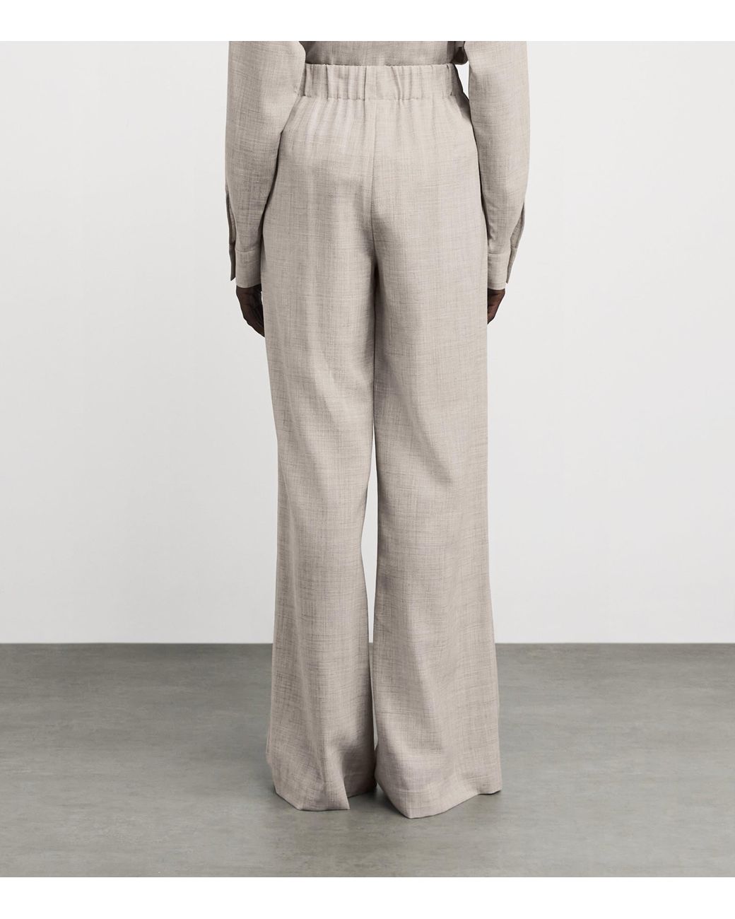 Lafayette 148 New York White Wool-Cashmere Wide-Leg Trousers