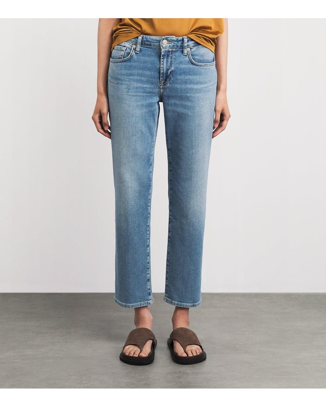 7 For All Mankind Blue Calie Mid-Rise Straight Jeans