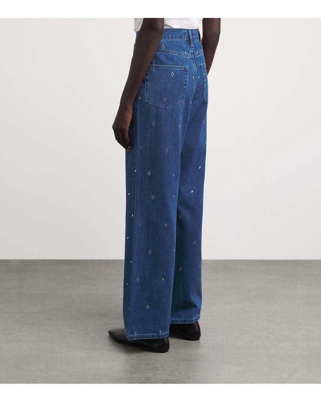 Maje Blue Embellished Wide-Leg Jeans