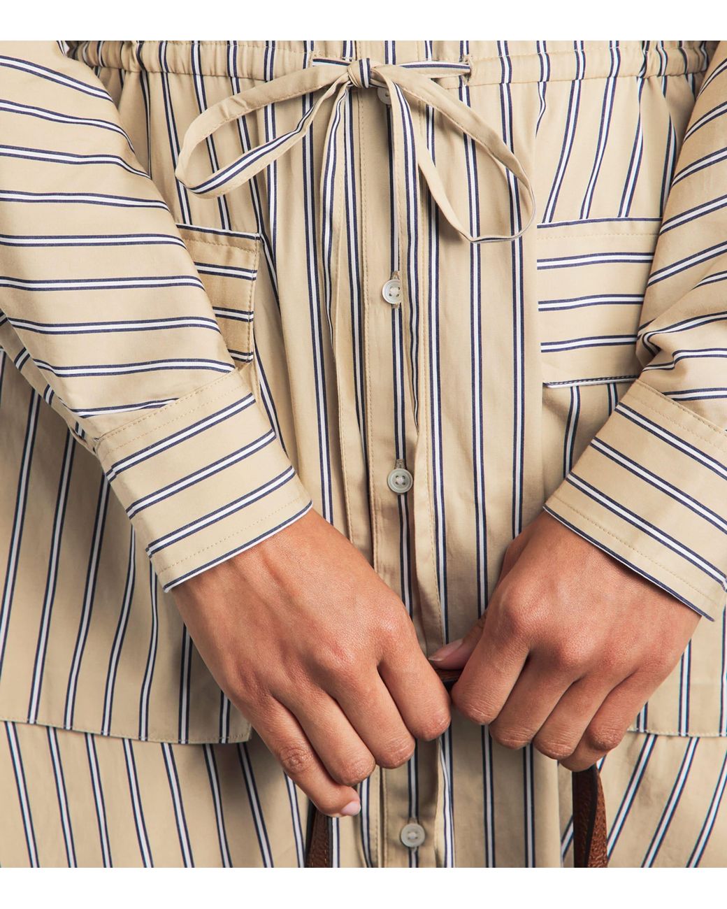 Polo Ralph Lauren Natural Cotton Stripe Midi Shirt Dress