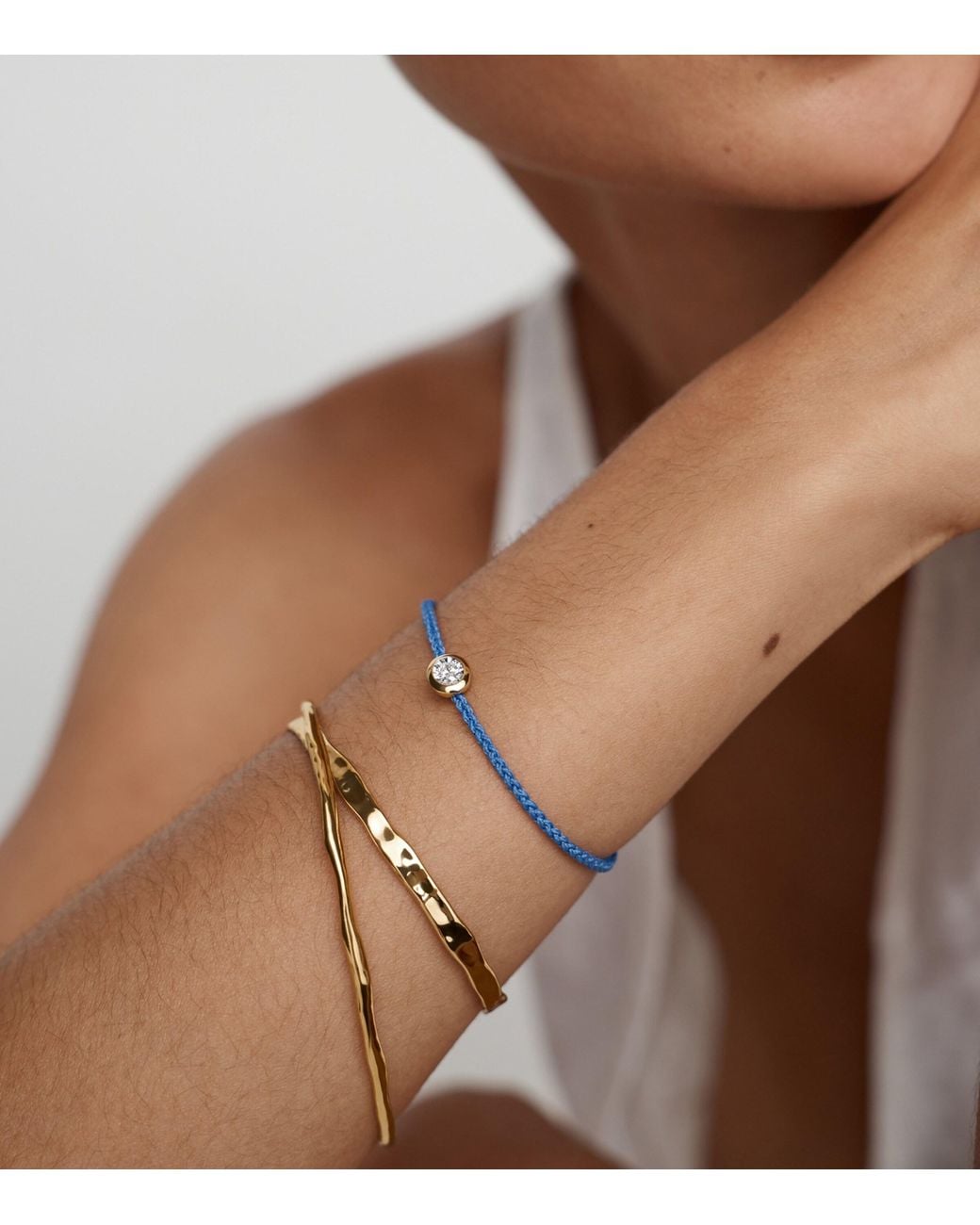 Monica Vinader Blue Vermeil And Diamond Cord Bracelet