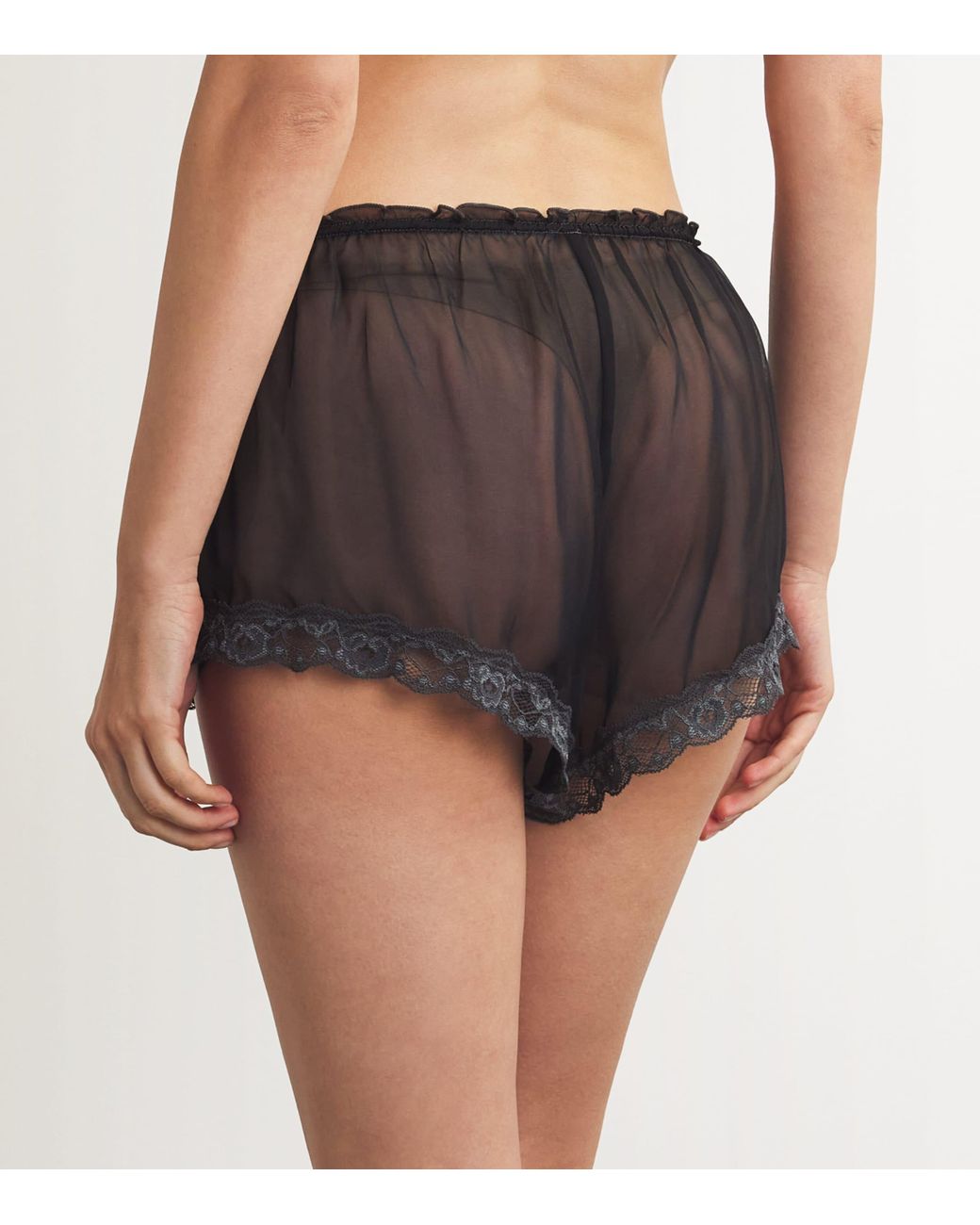 Skims Silk Lace Romance Pyjama Shorts in Gray Lyst