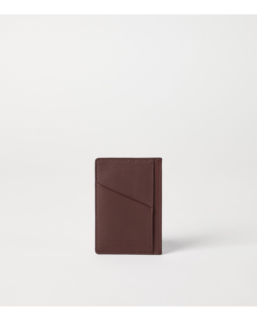 Brunello Cucinelli Brown Leather Card Holder for men