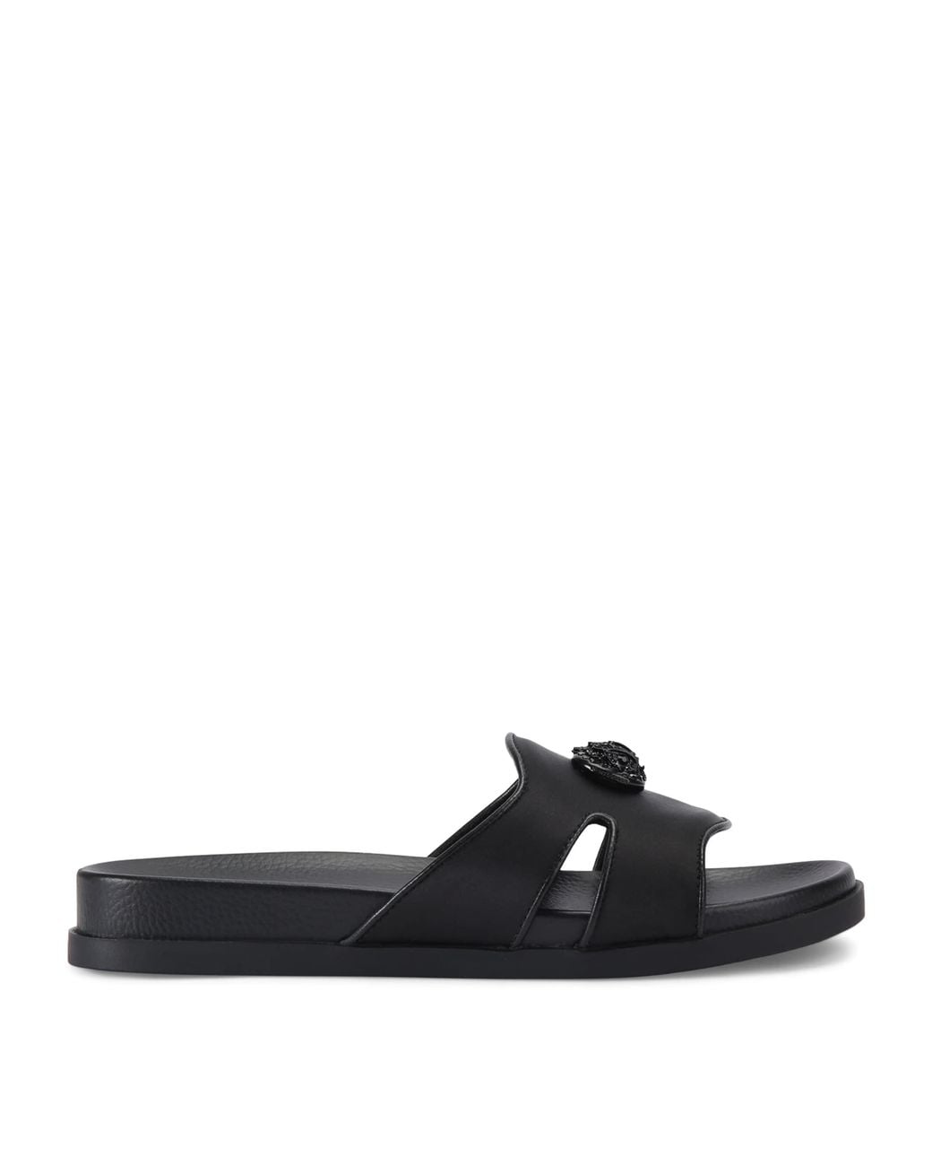 Kurt Geiger Black Satin Cut-Out Chelsea Slides