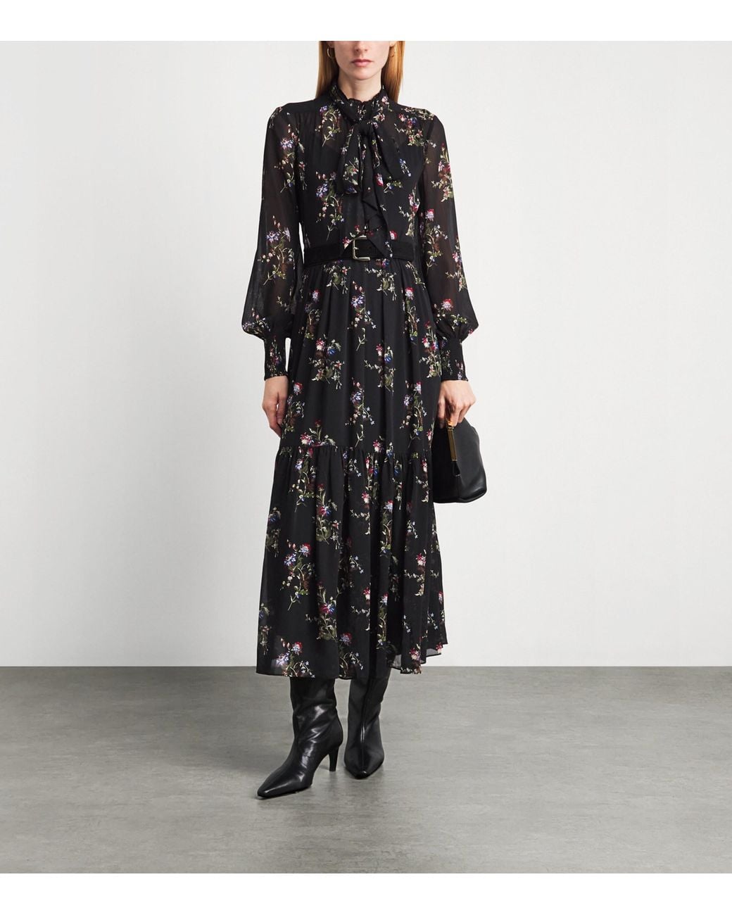 ME+EM Black Georgette Floral Maxi Dress