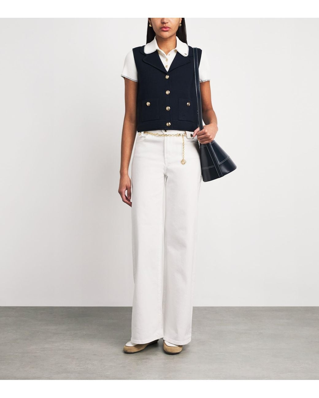 Maje White Stretch-Cotton Flare Jeans