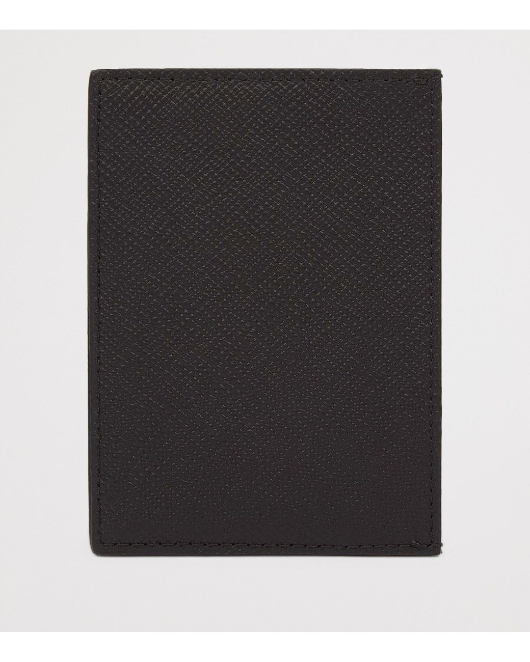 Smythson Black Panama Leather Compact Card Holder for men