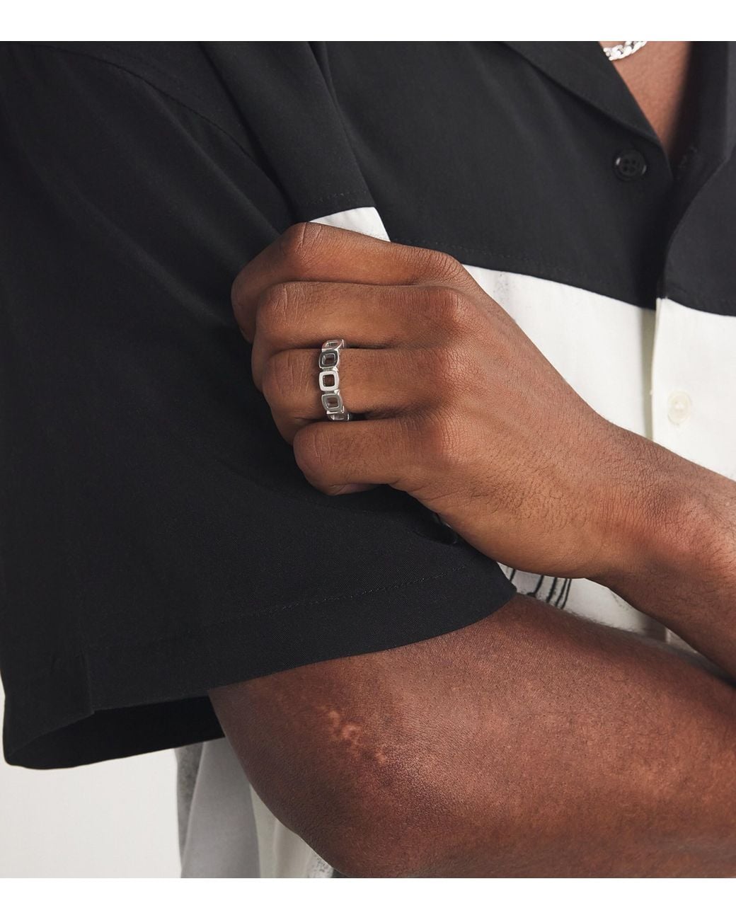 Tom Wood Metallic Sterling Cushion Band Open Ring for men