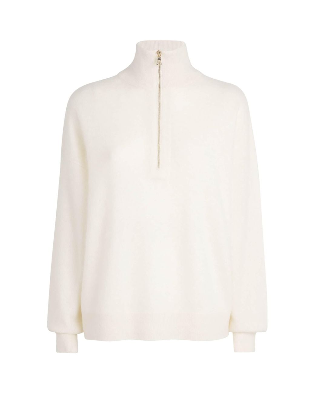 Alice + Olivia White Stretch-Cashmere Quarter-Zip Sweater