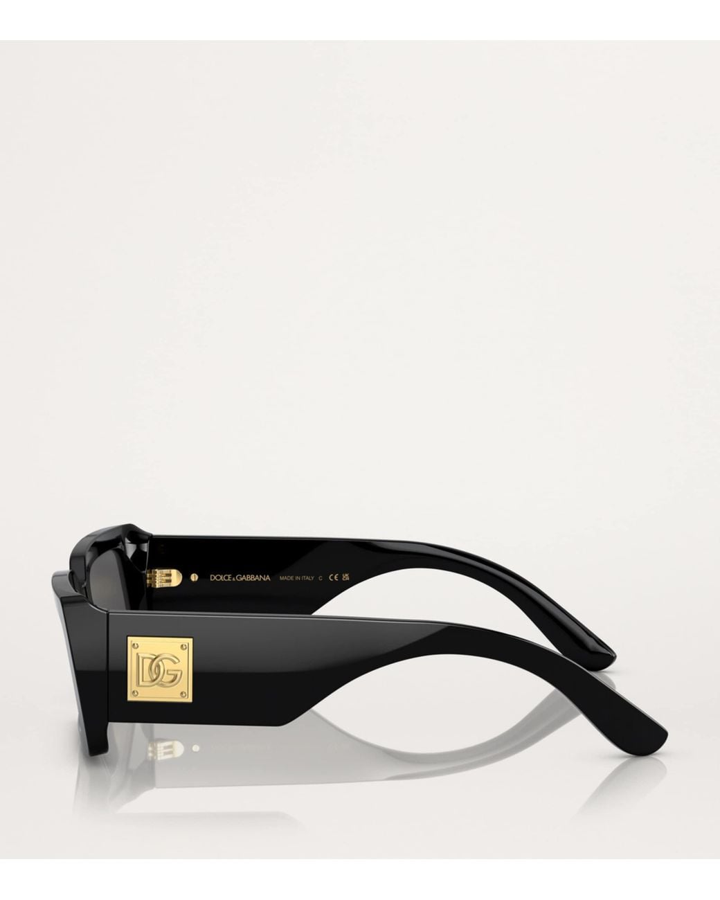 Dolce & Gabbana Black Acetate Rectangle Sunglasses