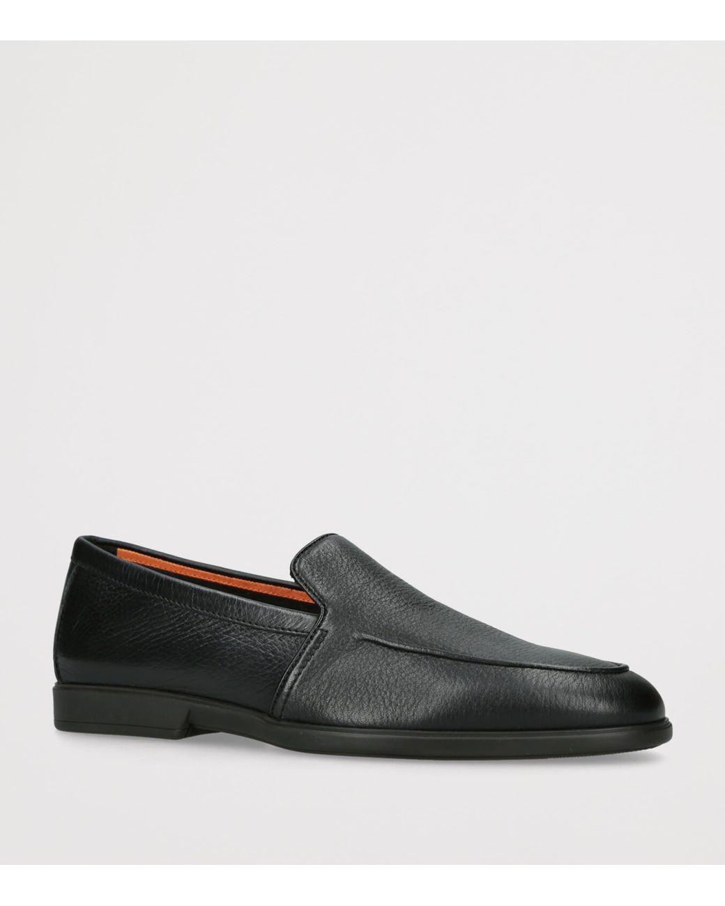 Santoni Black Leather Malibu Loafers