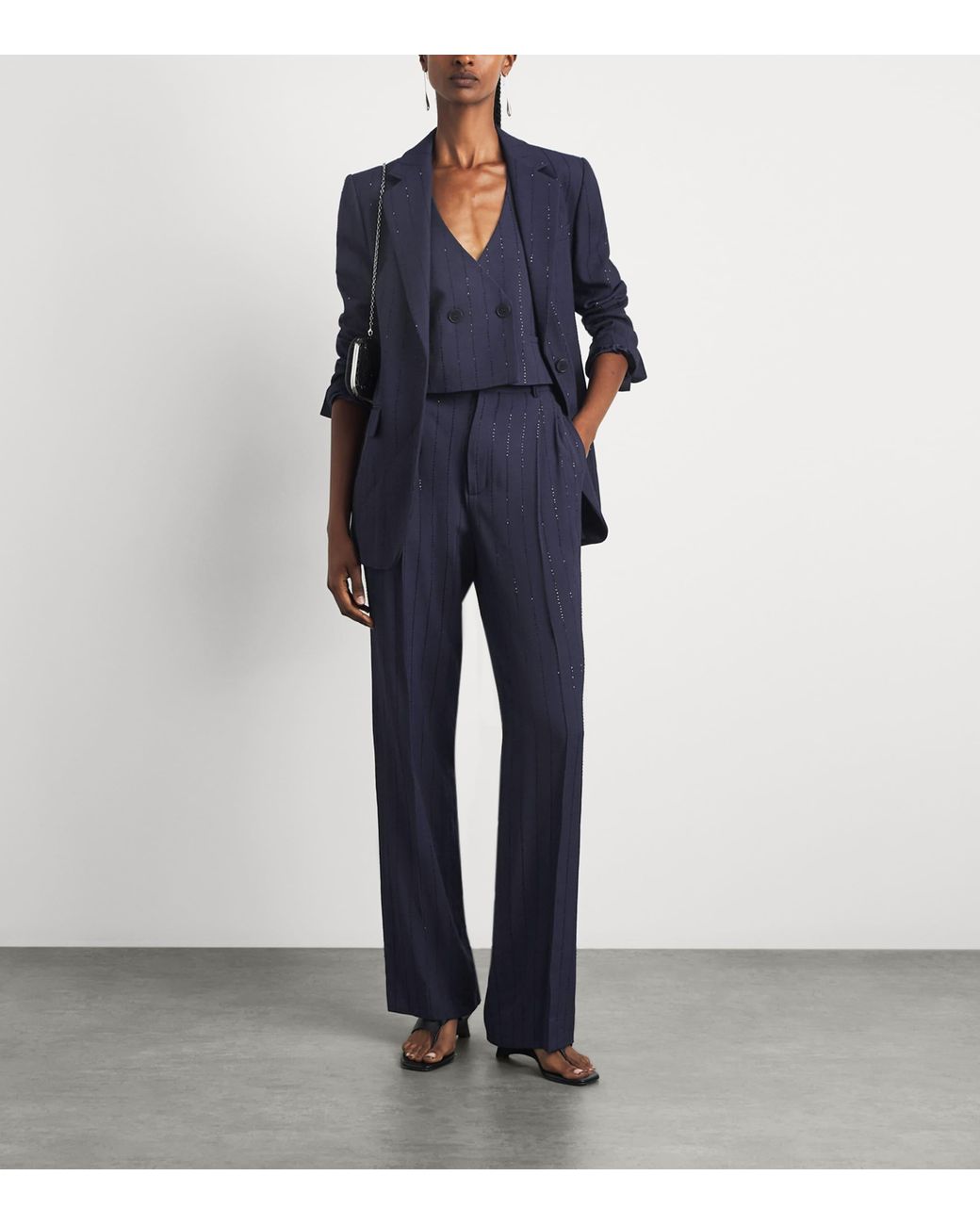 Sandro Blue Embellished Stripe Blazer