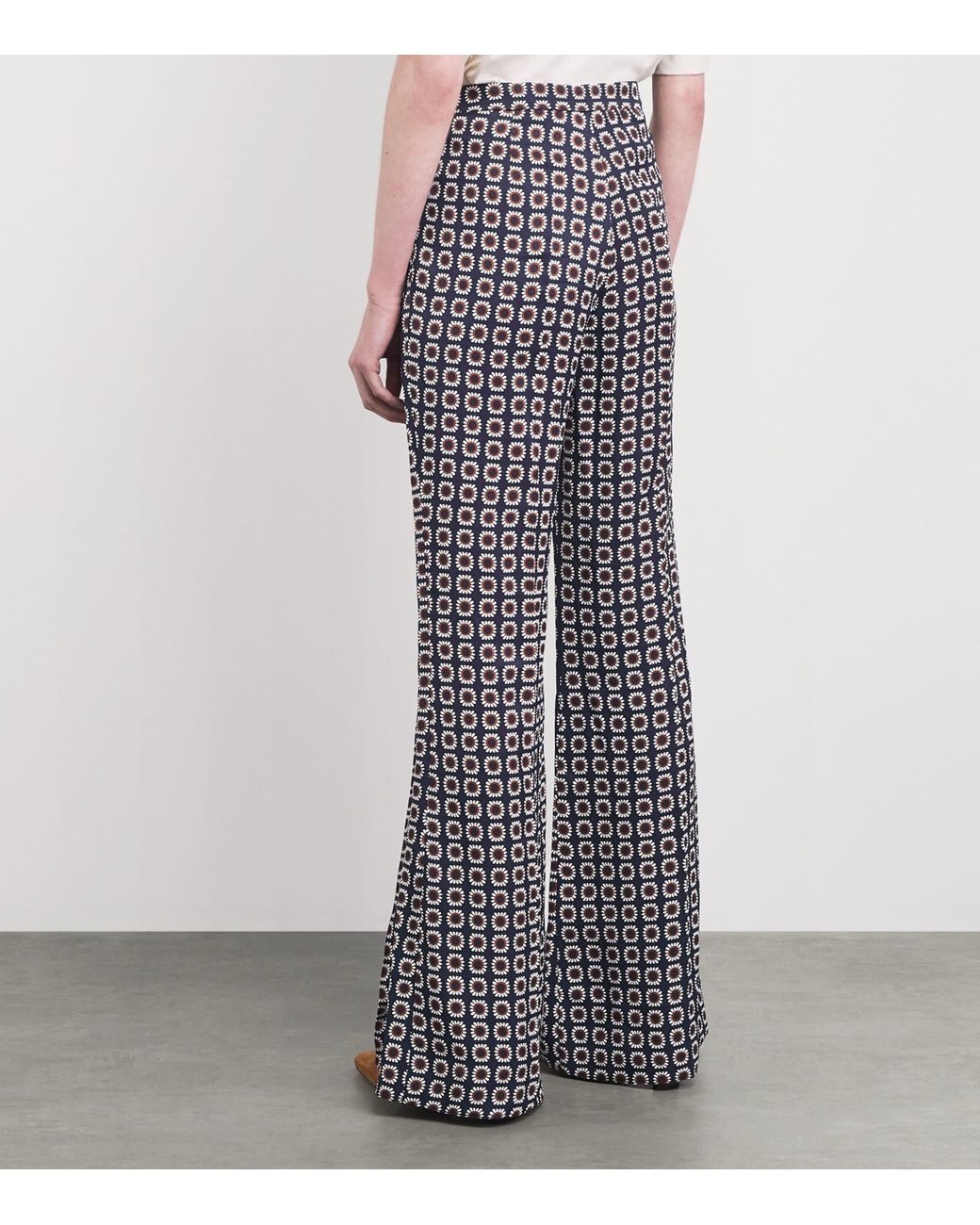 Sandro Gray Floral Print Flared Trousers