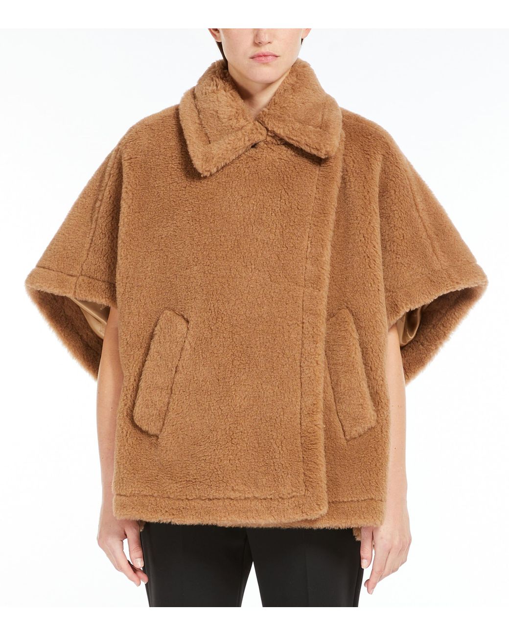 Max Mara Brown Camel Wool-Silk Tebe Cape