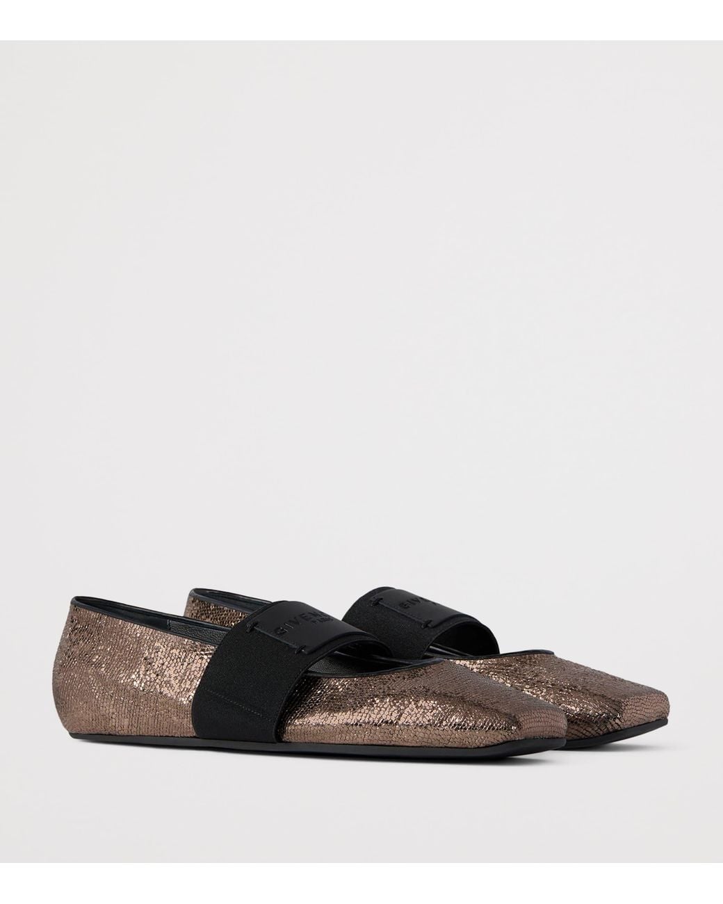 Givenchy Brown Leather Snake-Effect Ballet Flats