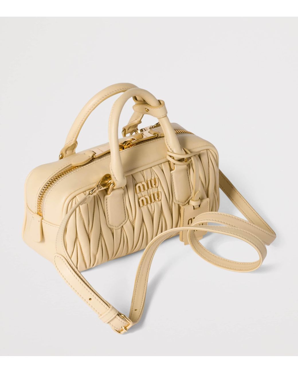 Miu Miu Natural Matelassé Leather Arcadie Top-Handle Bag