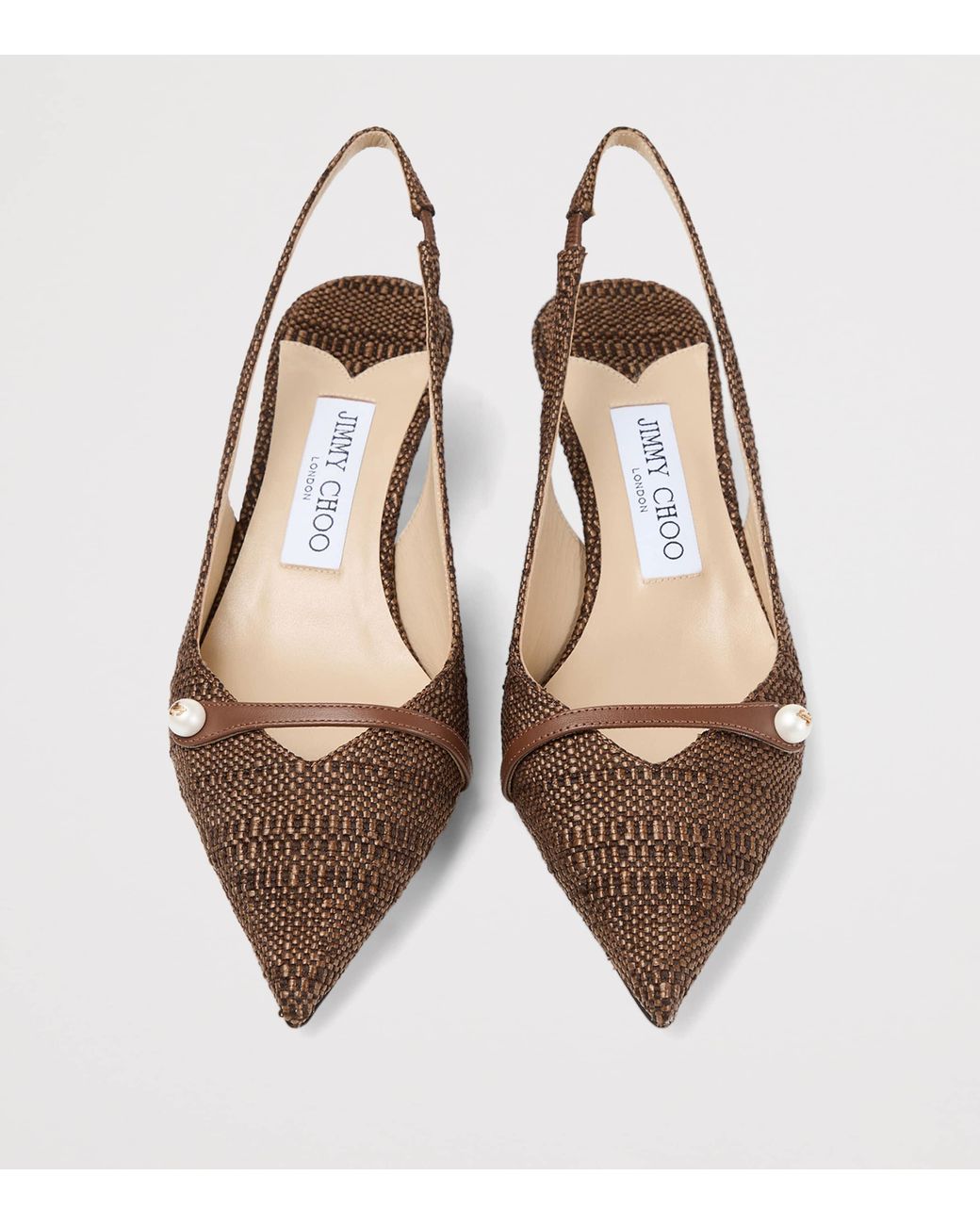 Jimmy Choo Brown Amita 45 Woven Slingback Pumps