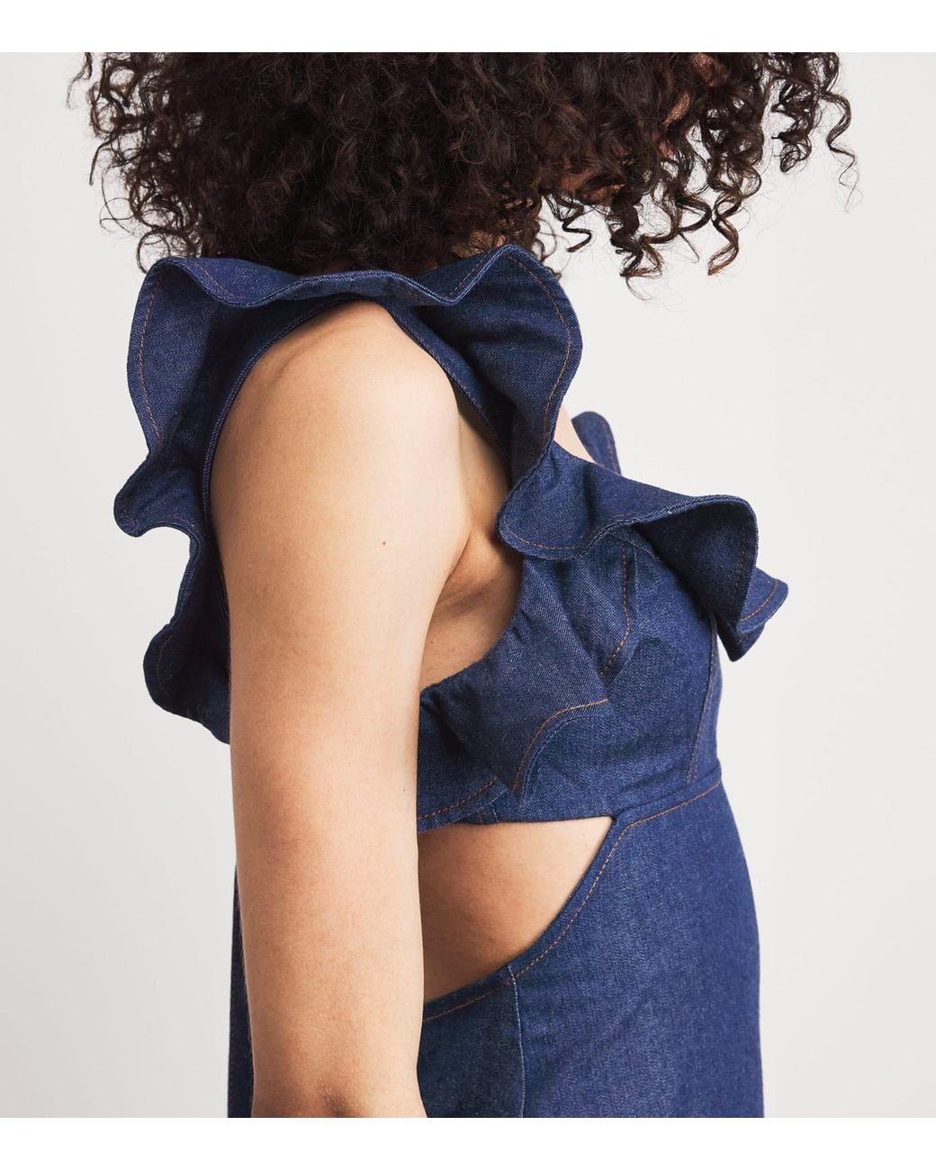 Zimmermann Blue Denim Frilled Aster Midi Dress