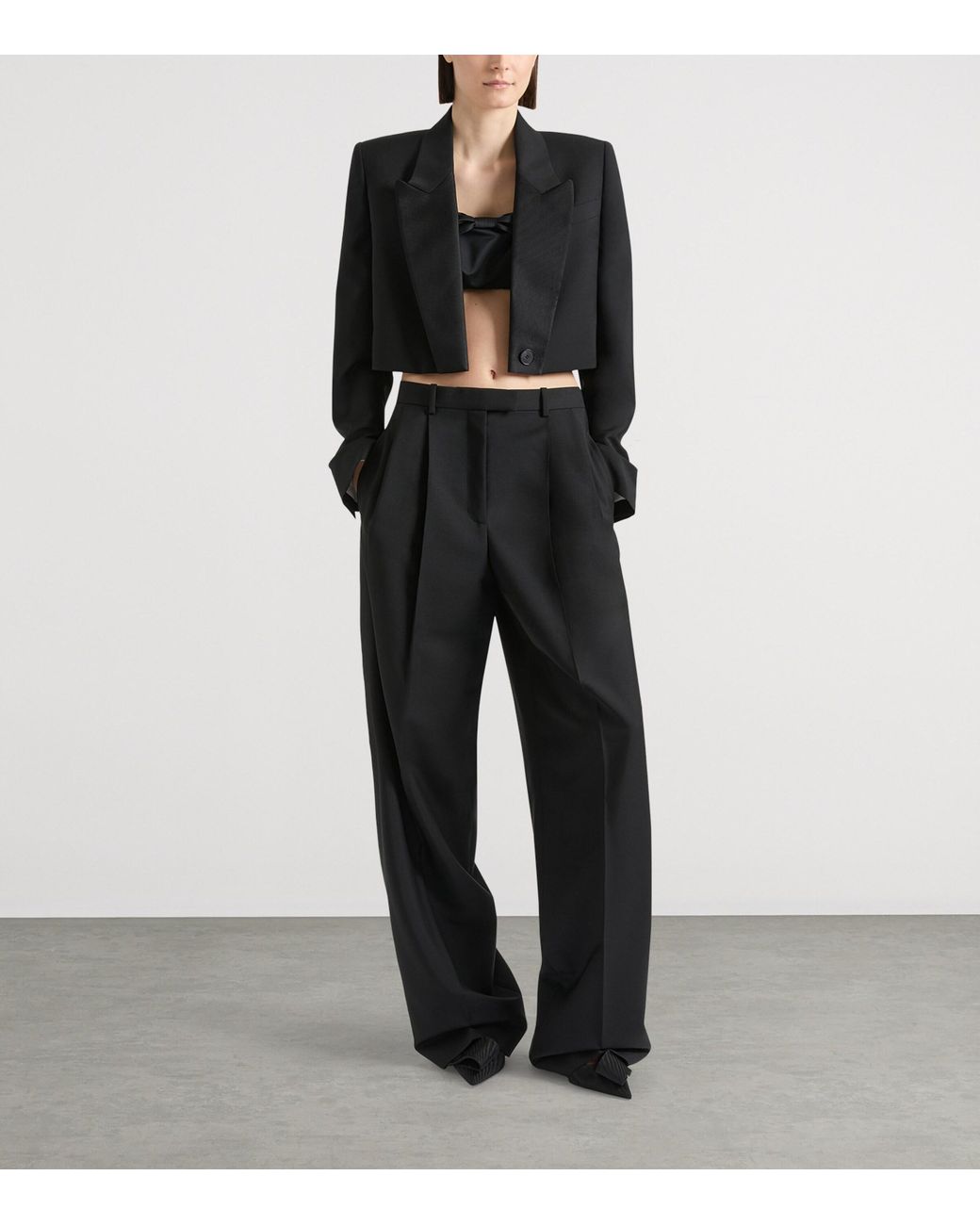 Givenchy Black Wool-Mohair Cropped Blazer