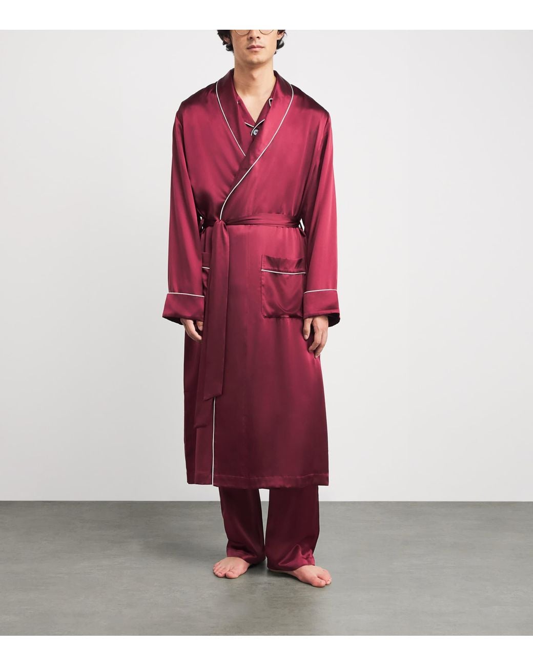 Harrods Red Silk Night Robe for men