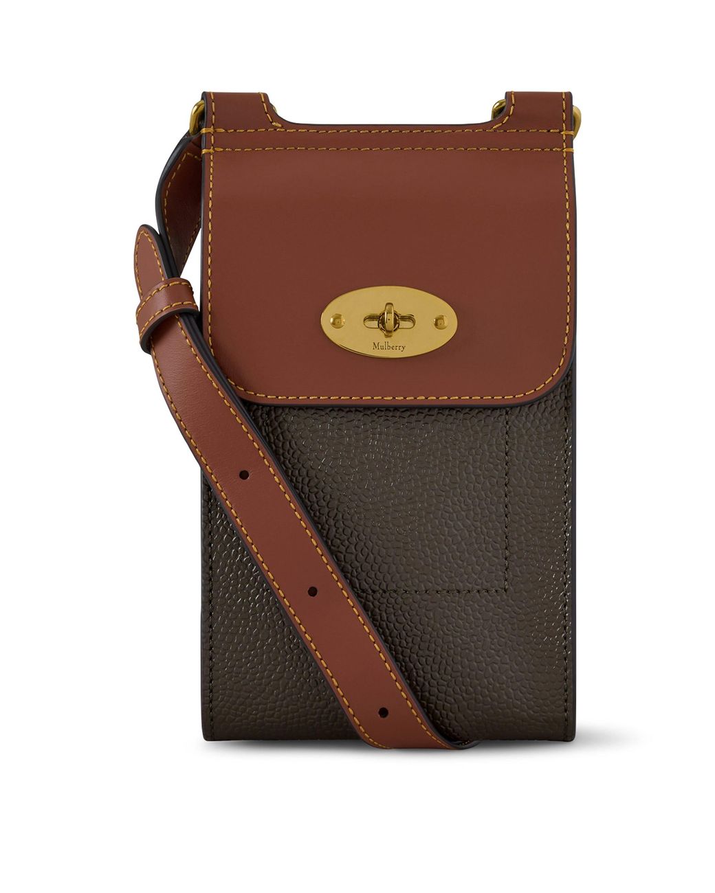 Mulberry Brown Mini Leather Antony Pouch for men
