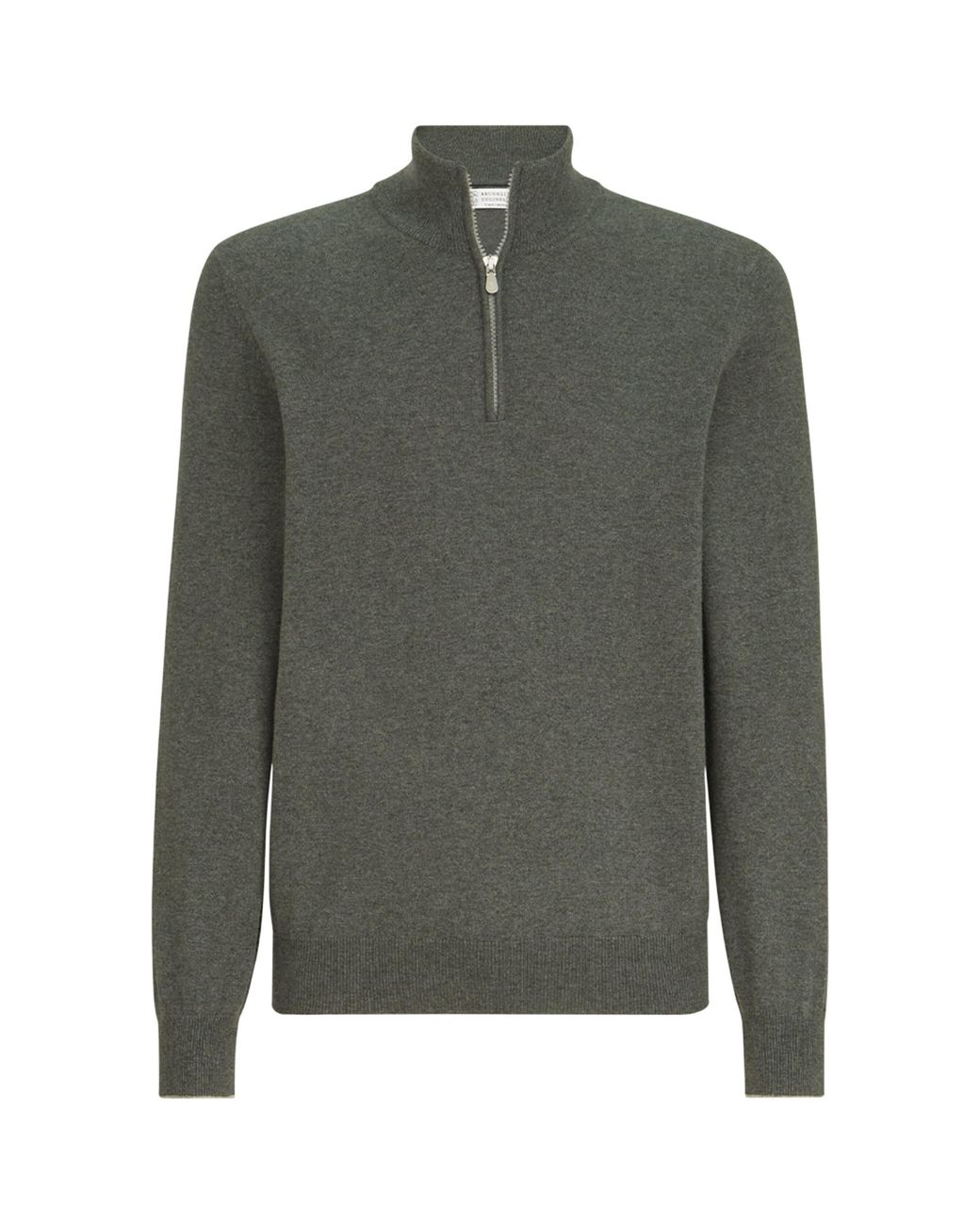 Brunello Cucinelli Green Cashmere Half-Zip Sweater for men