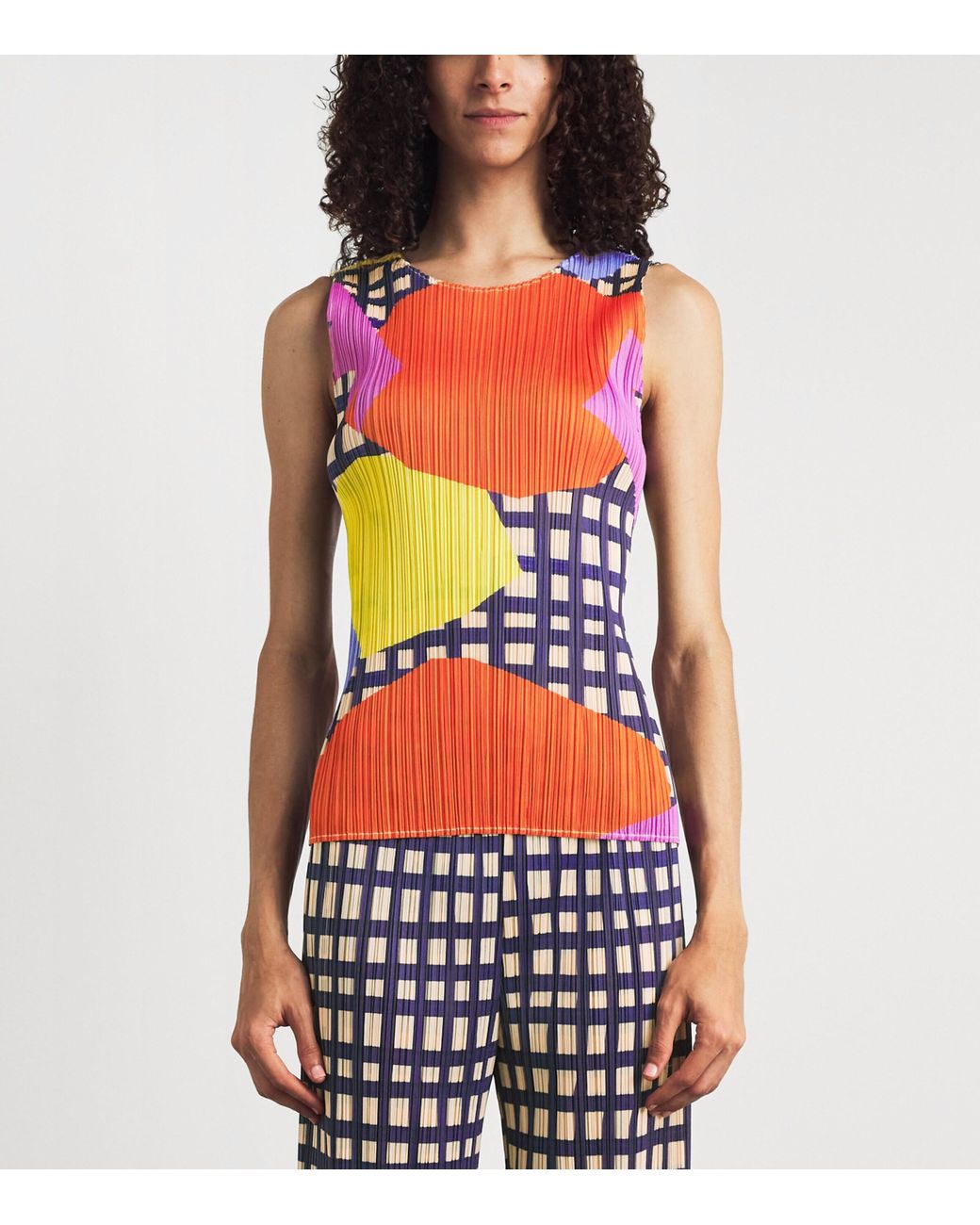 Pleats Please Issey Miyake Orange Market Tank Top