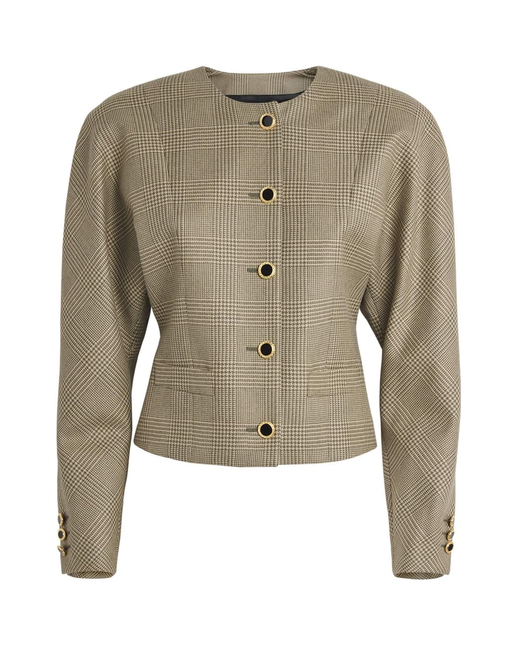 Alessandra Rich Green Prince Of Wales Wool Jacket