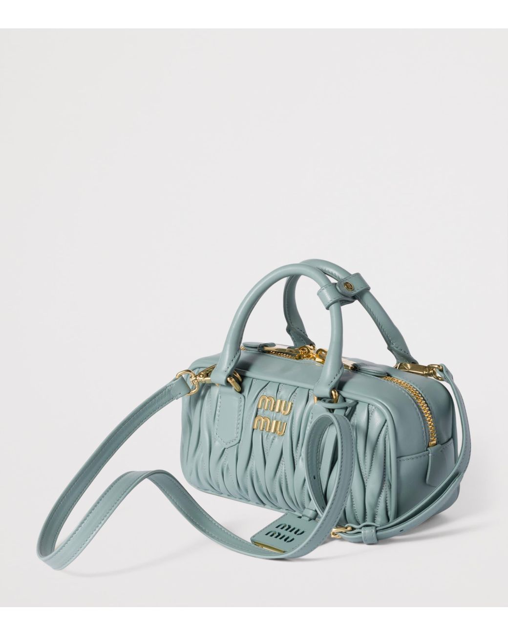 Miu Miu Blue Matelassé Leather Arcadie Top-Handle Bag