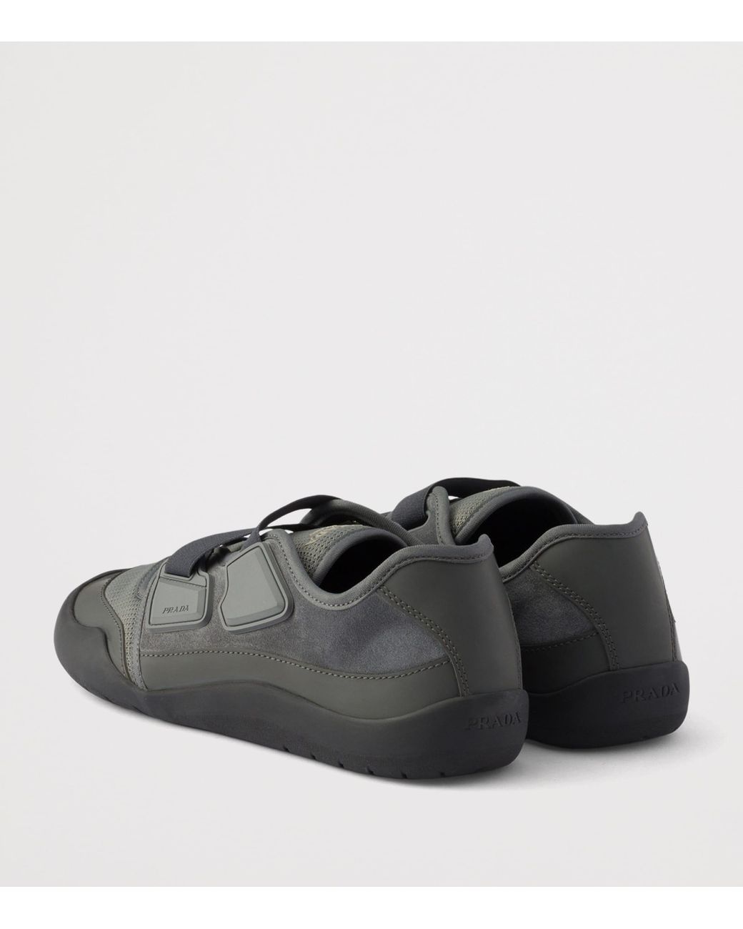 Prada Black Leather-Mesh Speedrock Sneakers for men