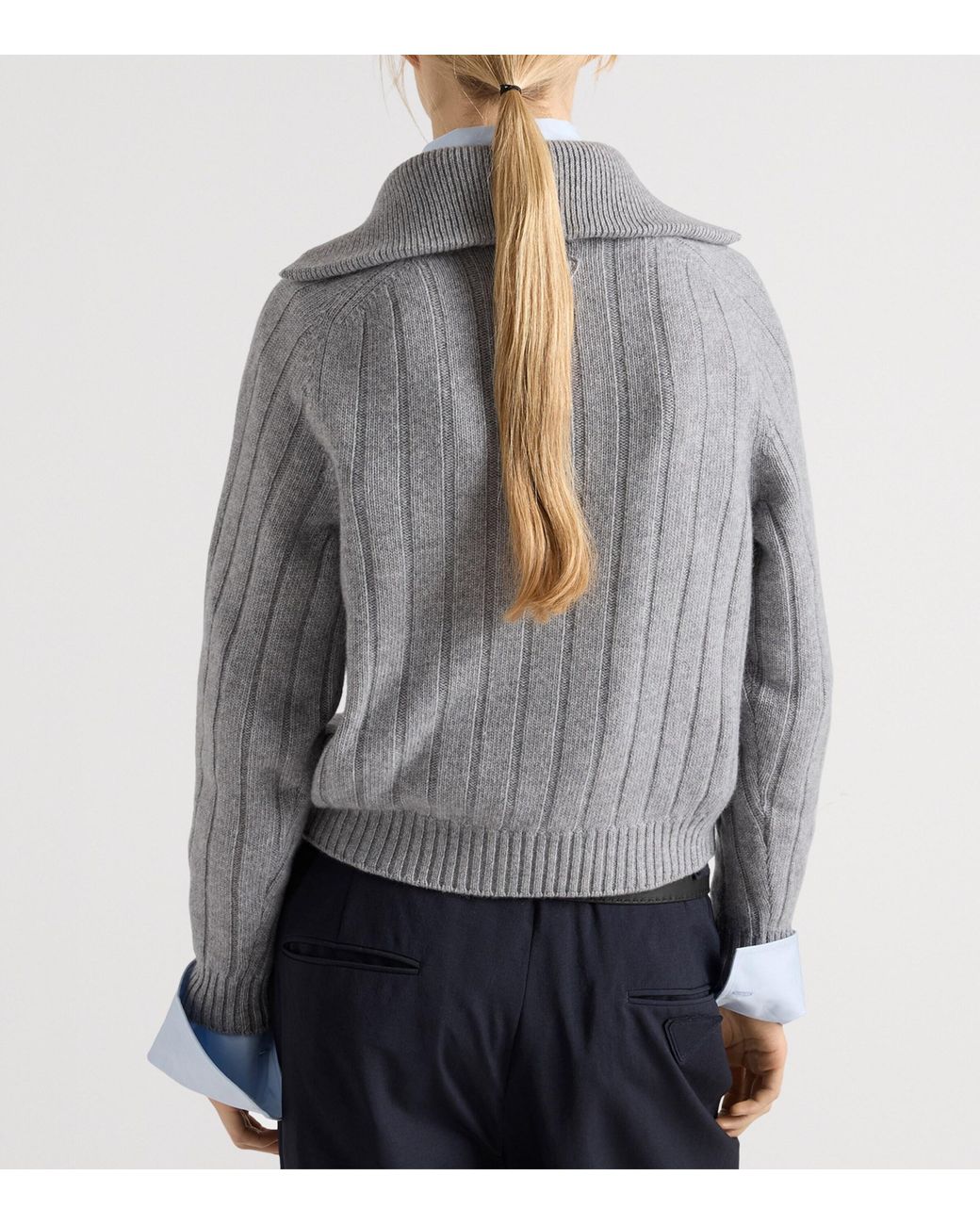 Prada Gray Re-Cashmere Quarter-Zip Sweater