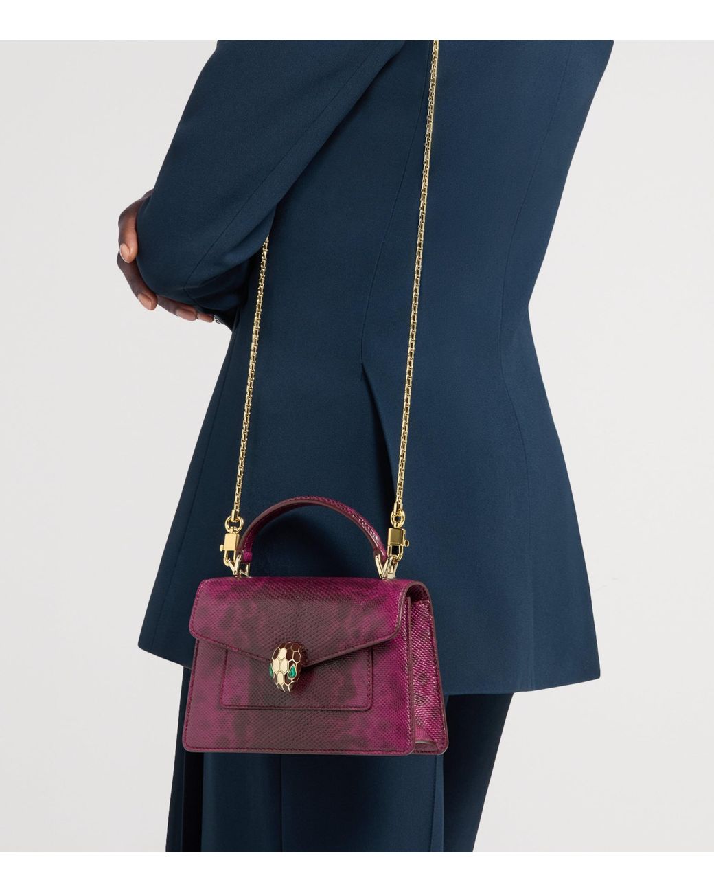 BVLGARI Purple Karung Leather Serpenti Forever Top-Handle Bag