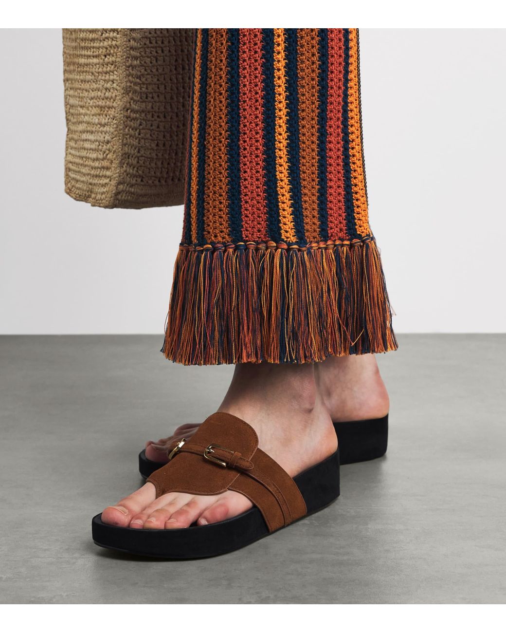 Escvdo Brown Fringe Misti Maxi Skirt