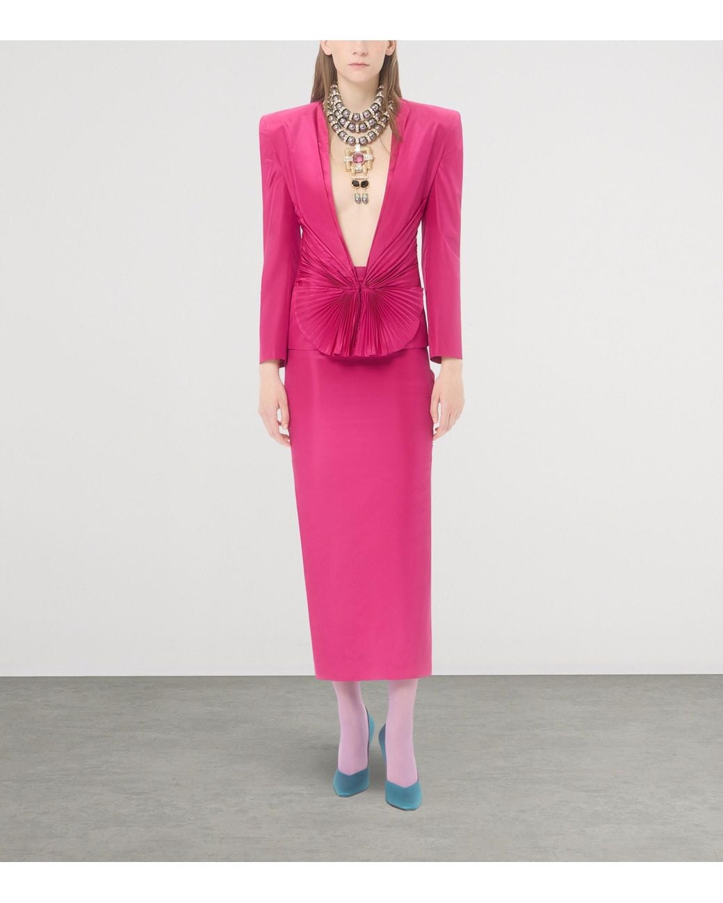 Valentino Pink Silk Plissé Blazer