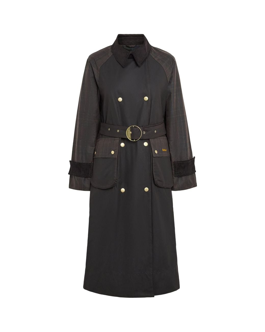 Barbour Black Waxed Cotton Elva Trench Coat