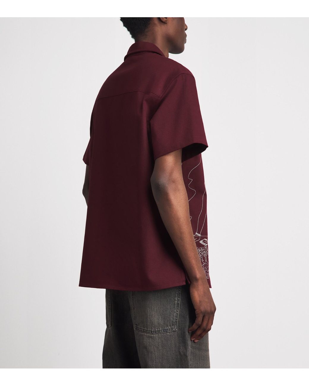 Drole de Monsieur Red Printed Short-Sleeve Shirt for men