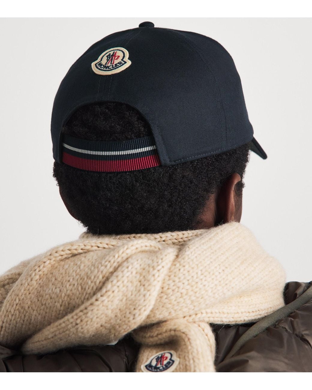 Moncler Blue Cotton Monogram Baseball Cap for men