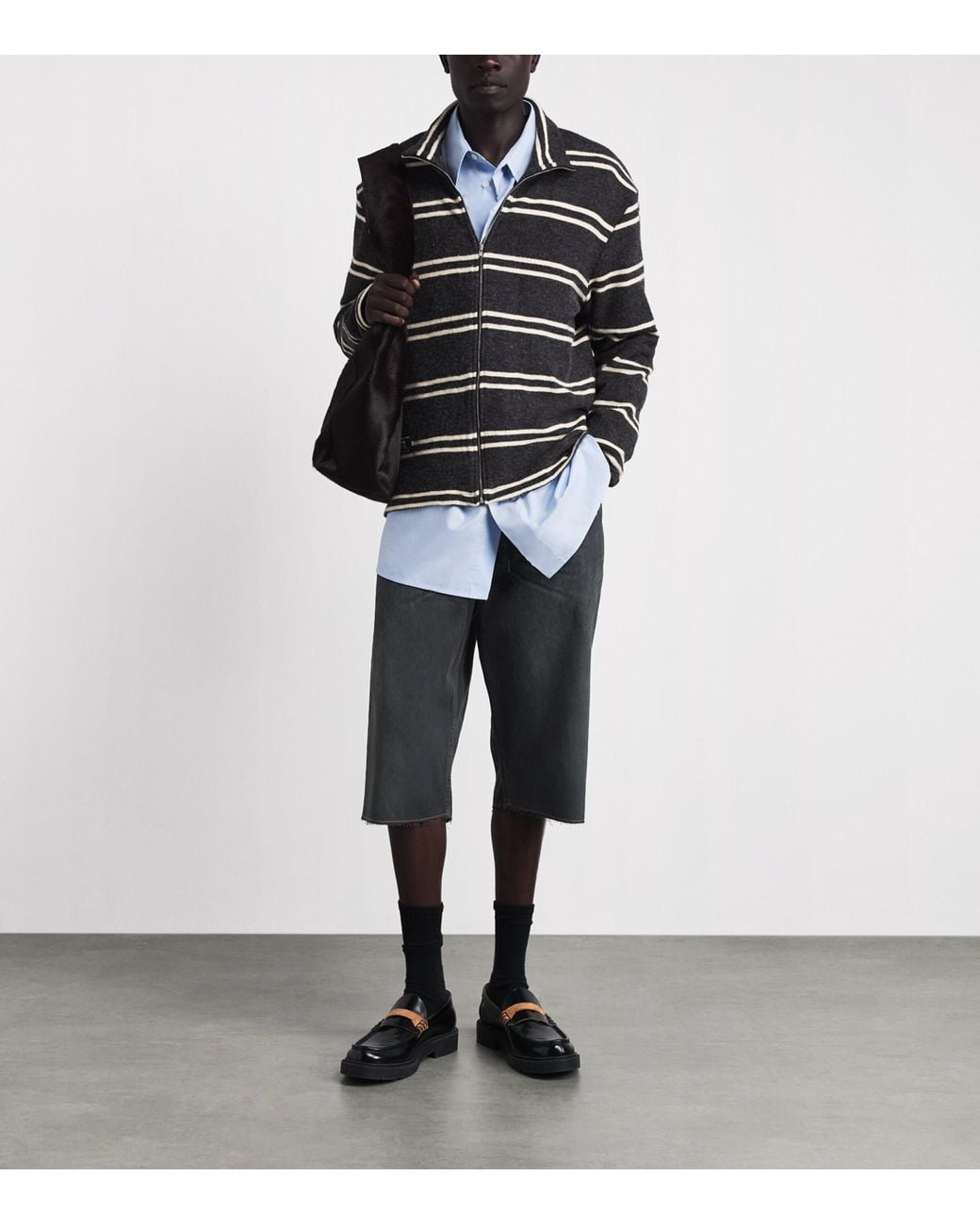 MM6 by Maison Margiela Gray Denim Drawstring Shorts for men