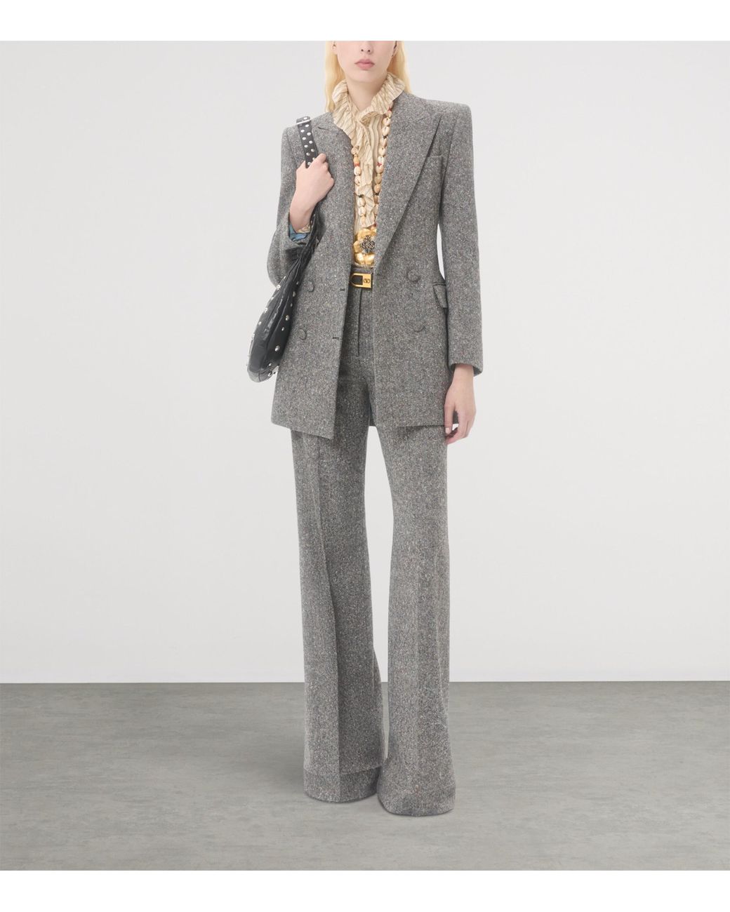 Valentino Gray Virgin Wool-Blend Pea Coat