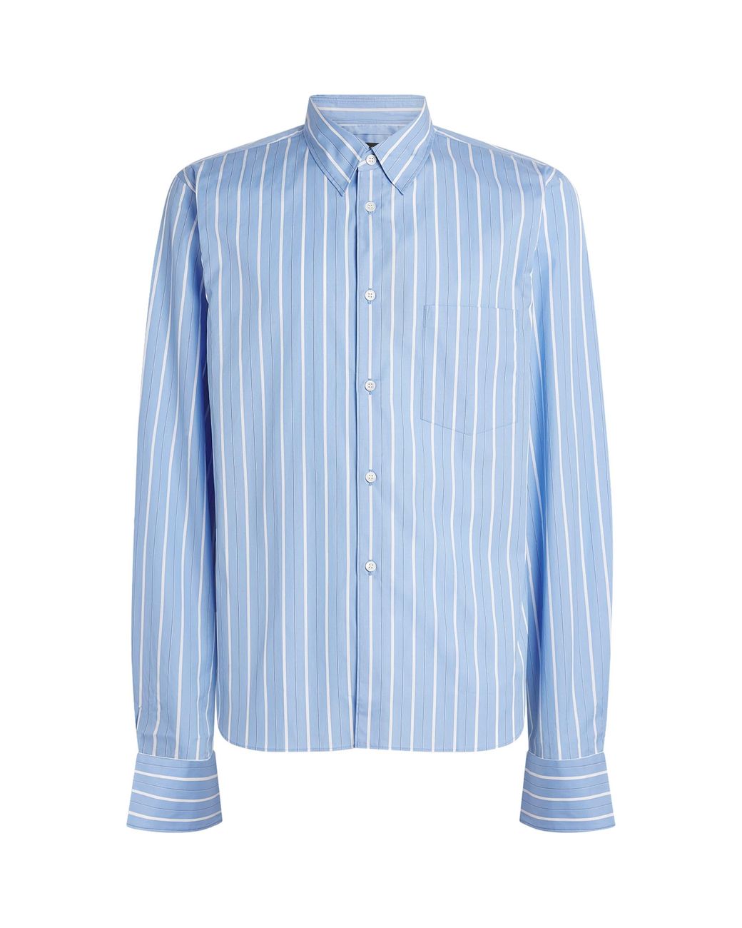 Comme des Garçons Blue Cotton Stripe Lace-Detail Shirt for men