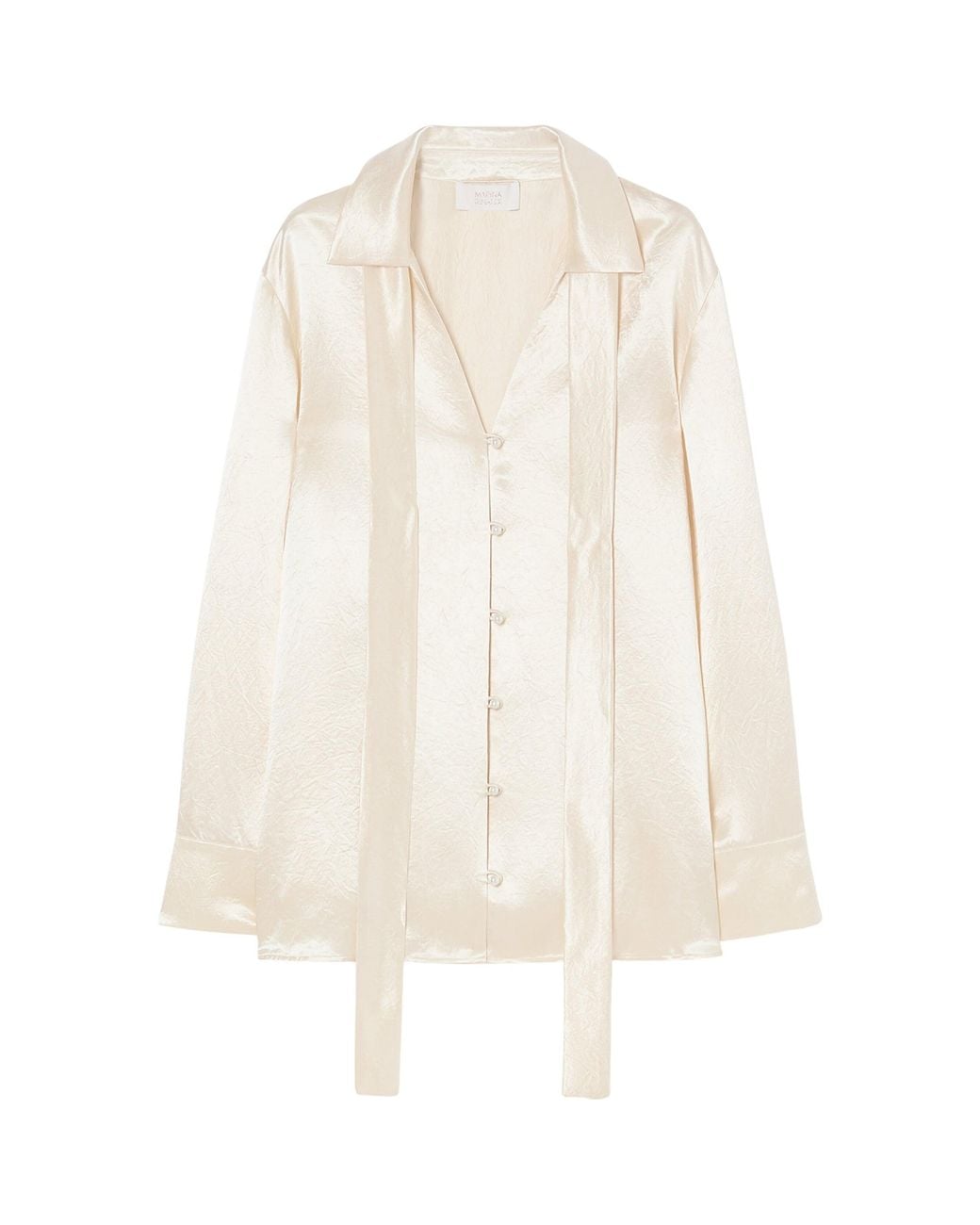 Marina Rinaldi White Satin Neck-Tie Shirt