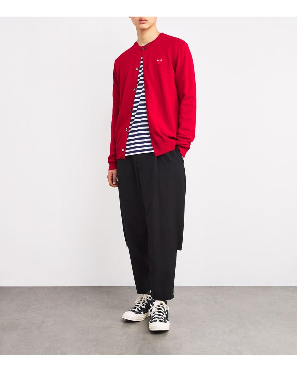 COMME DES GARÇONS PLAY Red Wool Heart Cardigan for men