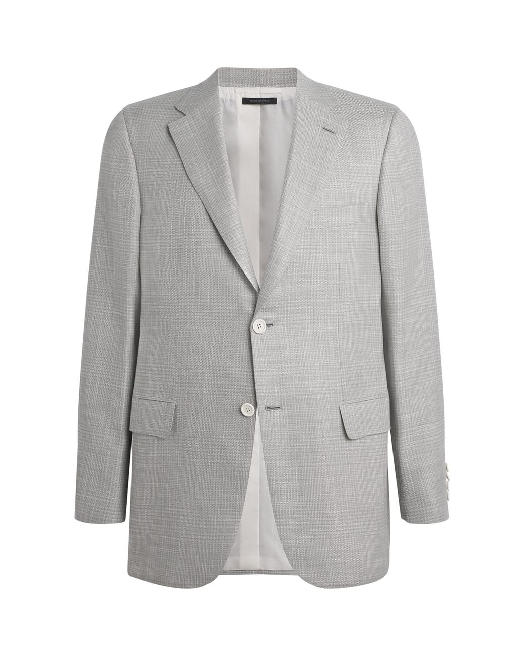 Brioni Gray Wool-Silk Check Ravello Blazer for men