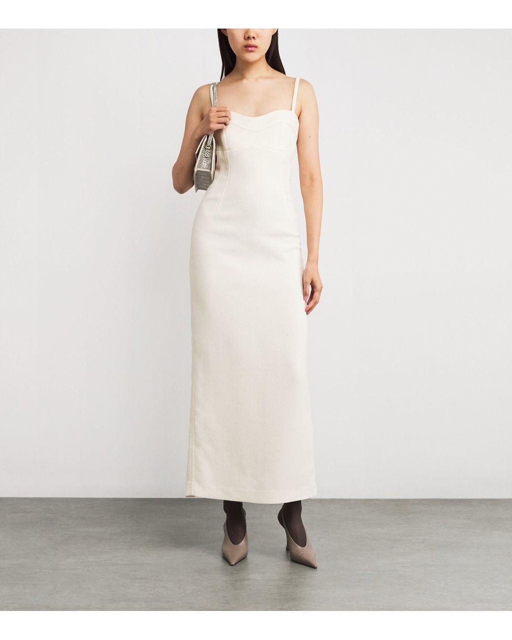 Blazé Milano White Virgin Wool Resolute Midi Dress