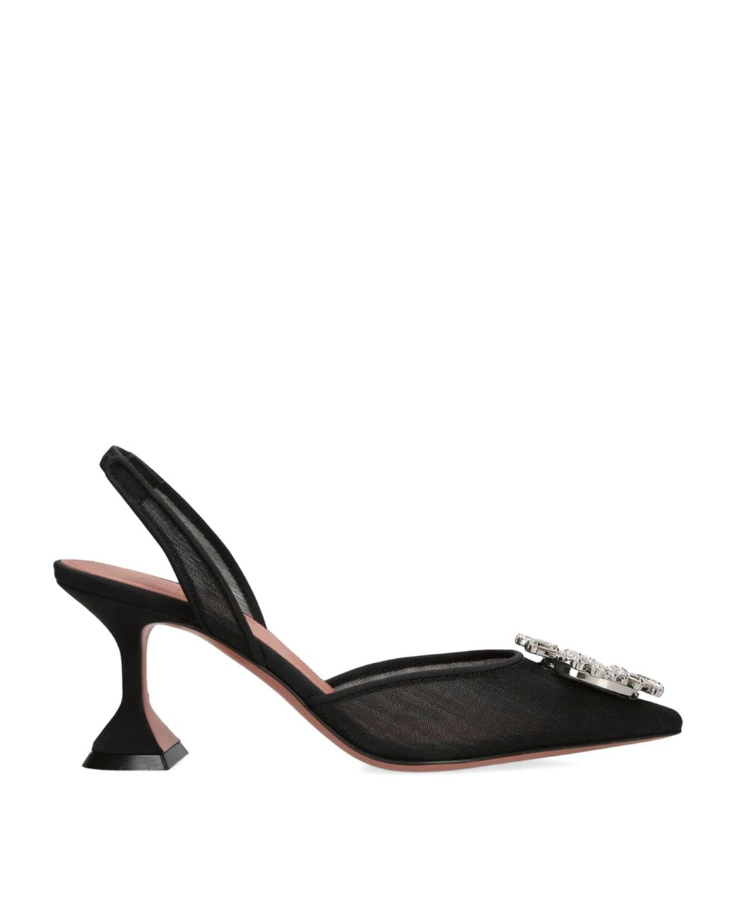 AMINA MUADDI Black Mesh Begum Slingback Pumps 70