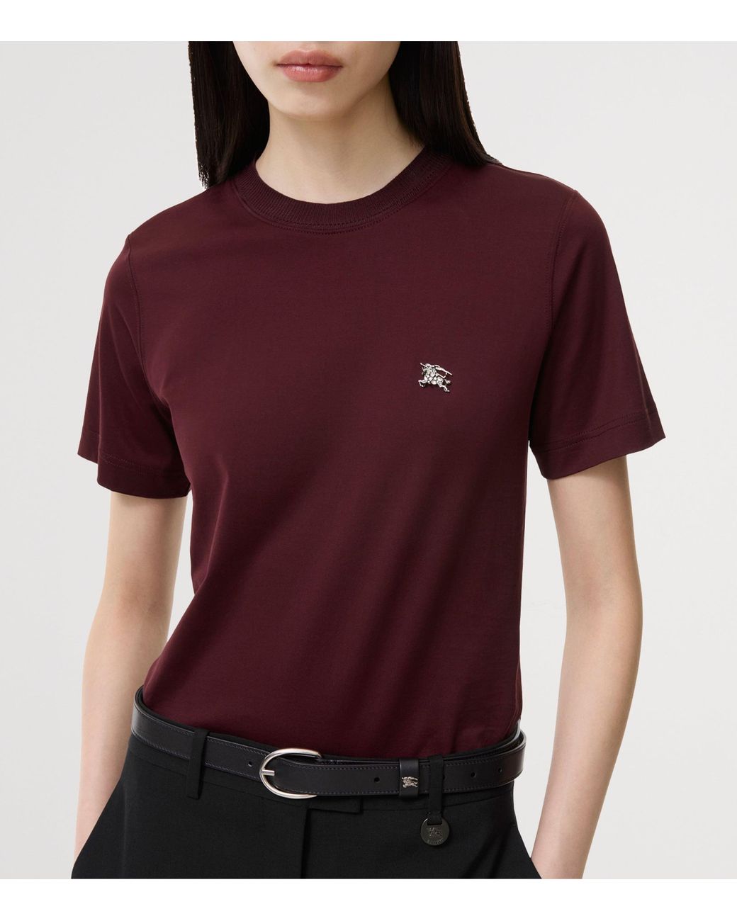 Burberry Purple Cotton Embellished Ekd T-Shirt